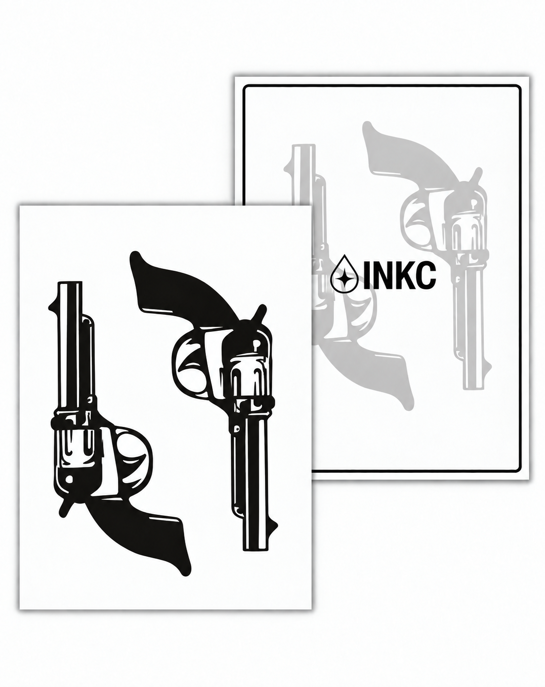 INKC GZX-050 Revolvers Duo tijdelijke tattoo, 8 x 11 cm
