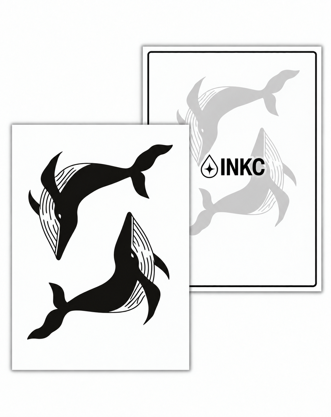 INKC GZX-051 Walvissen Duo tijdelijke tattoo, 8 x 11 cm