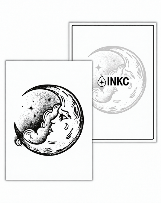 INKC GZX-055 Maan met Gezicht tijdelijke tattoo, 8 x 11 cm
