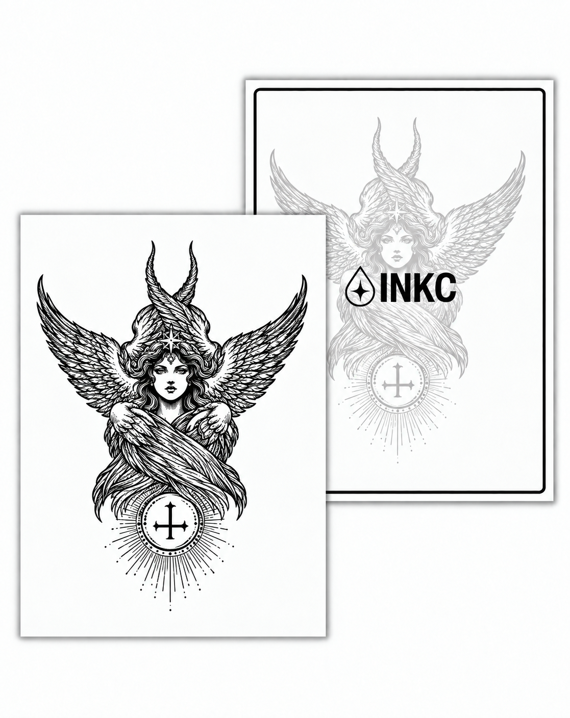 INKC GZX-063 Mystieke Gevleugelde Vrouw tijdelijke tattoo, 8 x 11 cm