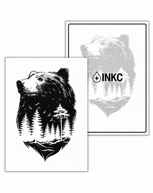 INKC GZX-071 Beer & Bos tijdelijke tattoo, 8 x 11 cm