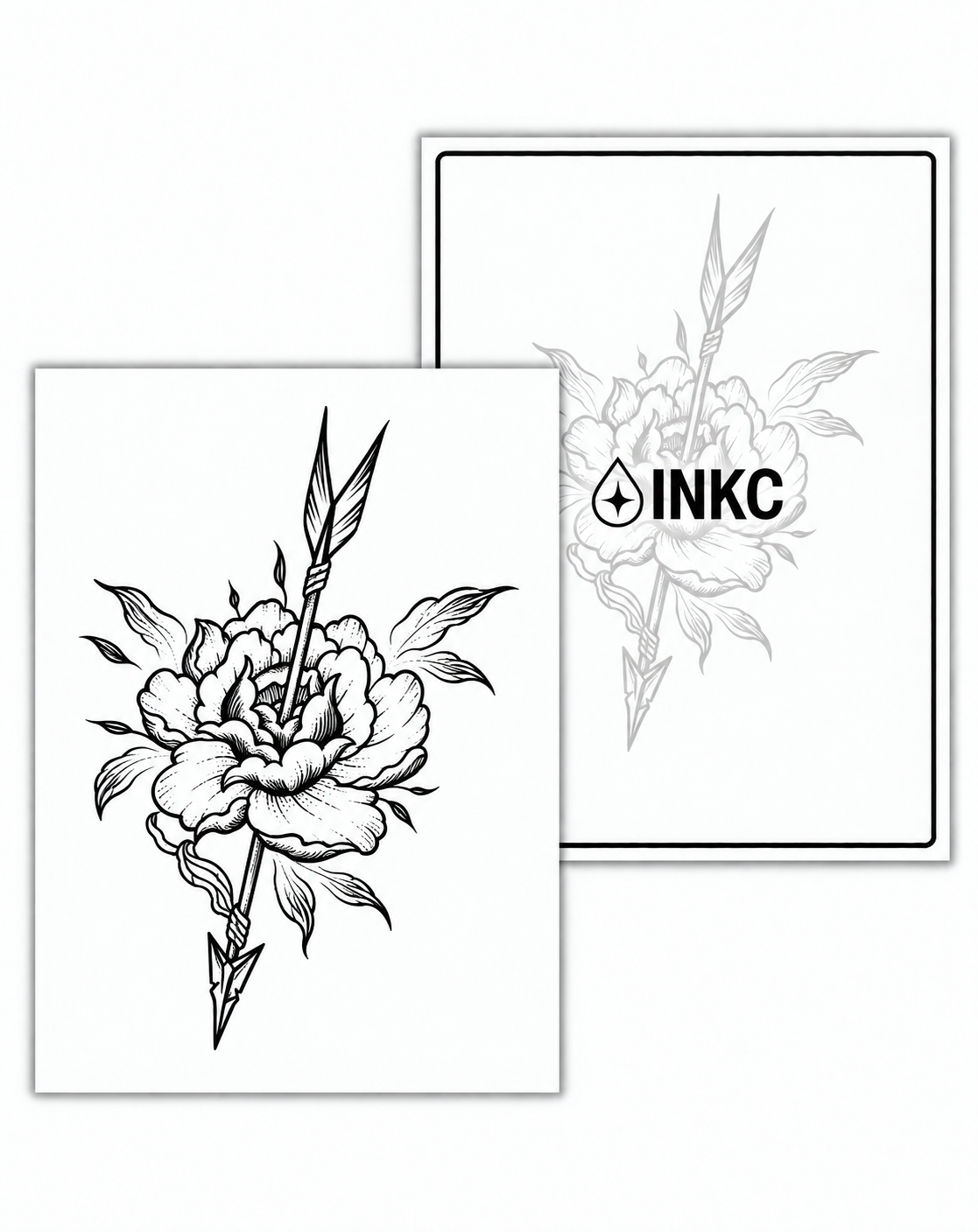 INKC GZX-073 Bloem met Pijl tijdelijke tattoo, 8 x 11 cm