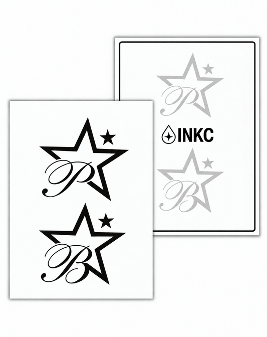 INKC GZX-076 Sterren met P & B tijdelijke tattoo, 8 x 11 cm