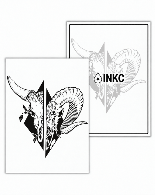 INKC GZX-084 Geometrische Hoornschedels tijdelijke tattoo, 8 x 11 cm