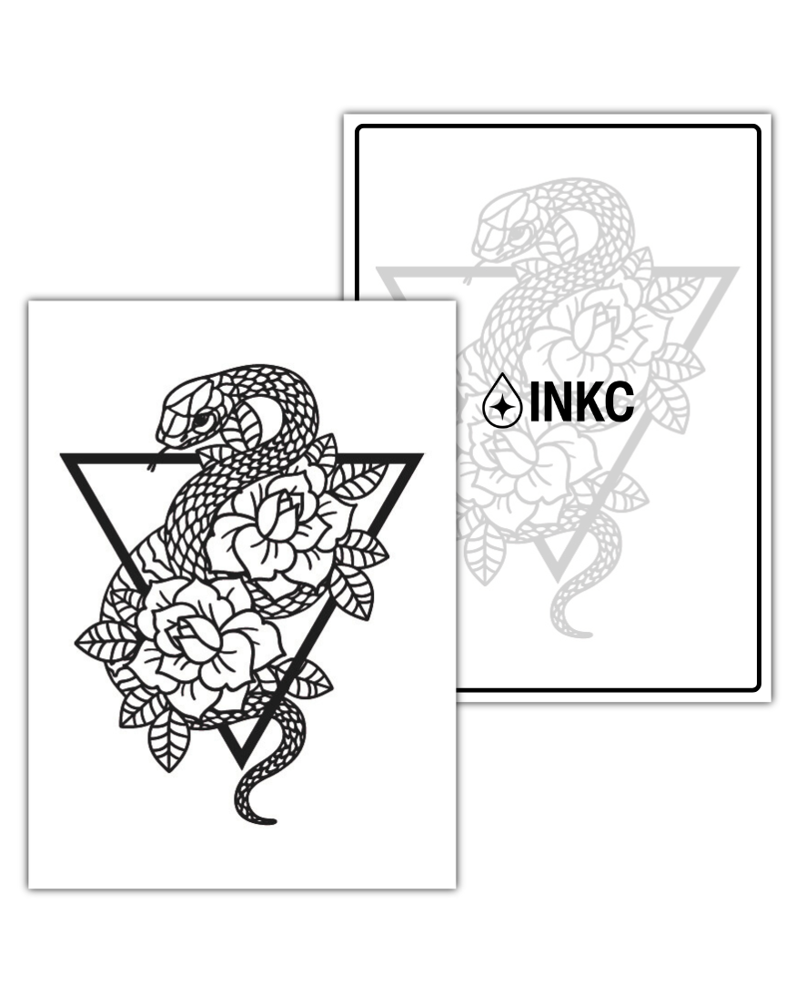 Slang met Bloemen tijdelijke tattoo van INKC
