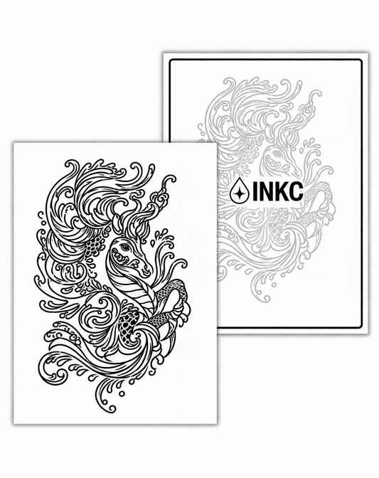 INKC GZX-089 Sierlijk Zeepaard tijdelijke tattoo, 8 x 11 cm