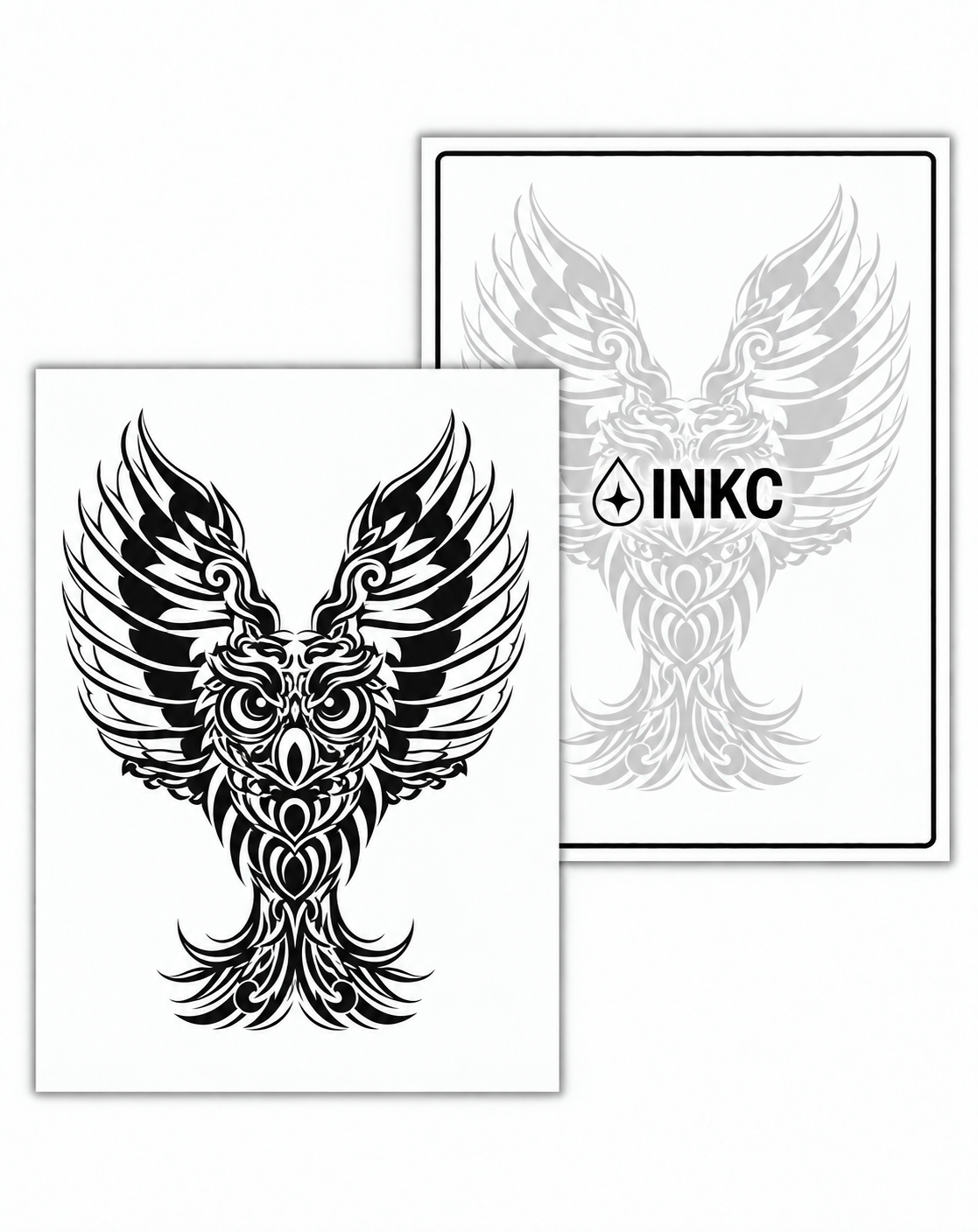 INKC GZX-092 Tribal Uil met Gespreide Vleugels tijdelijke tattoo, 8 x 11 cm