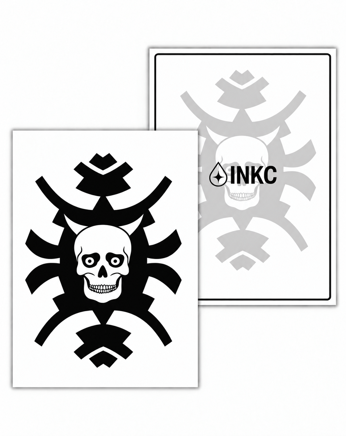 INKC GZX-104 Tribal Schedel tijdelijke tattoo, 8 x 11 cm