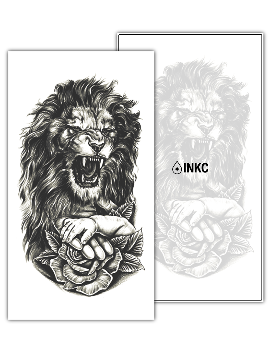 Leeuwenbescherming tijdelijke tattoo van INKC