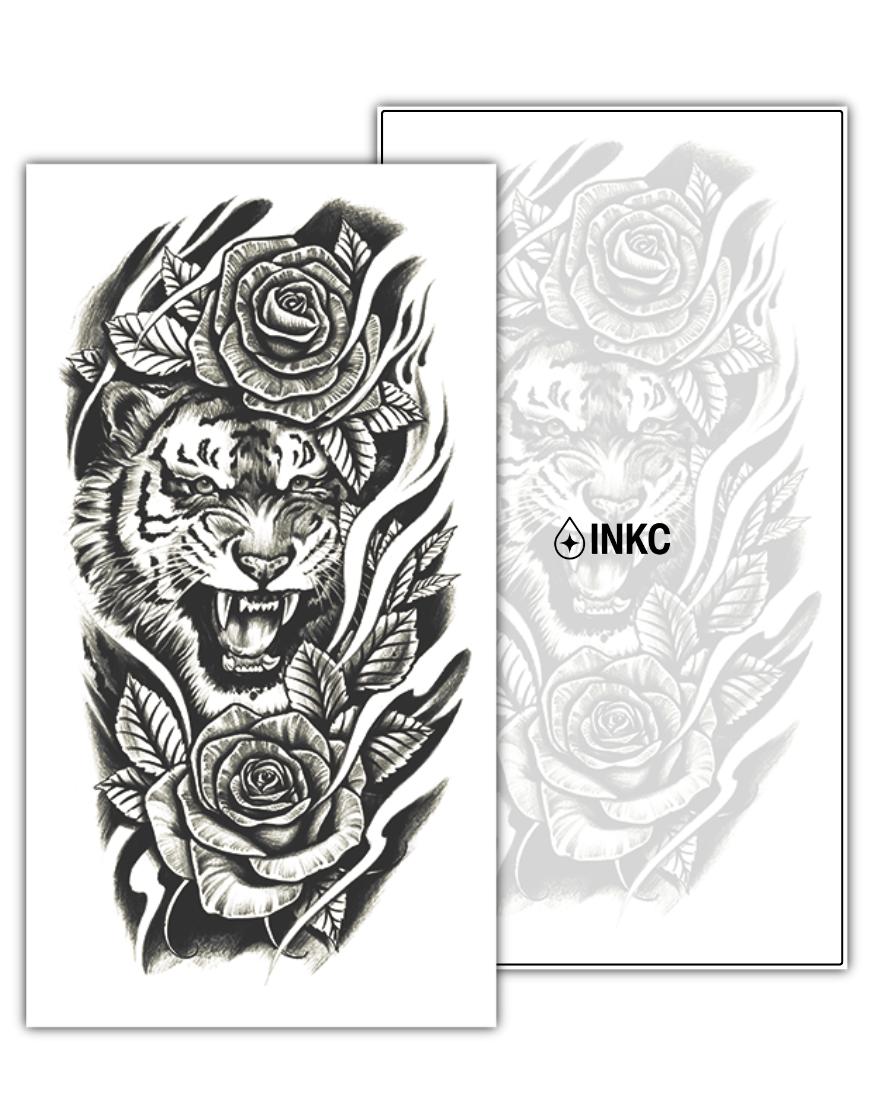 Tijger met Rozen tijdelijke tattoo van INKC