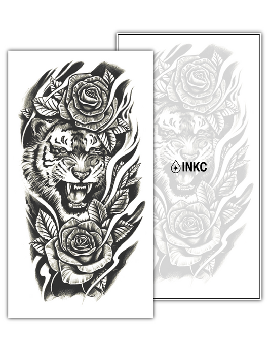 Tijger met Rozen tijdelijke tattoo van INKC
