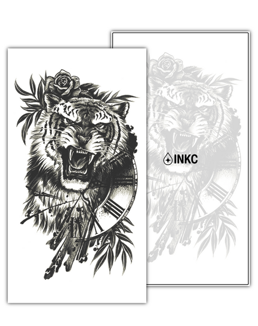 Tijger met klok tijdelijke tattoo van INKC