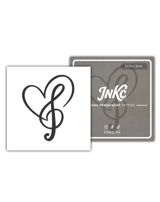 Muzieknoot in Hartje tijdelijke tattoo van INKC