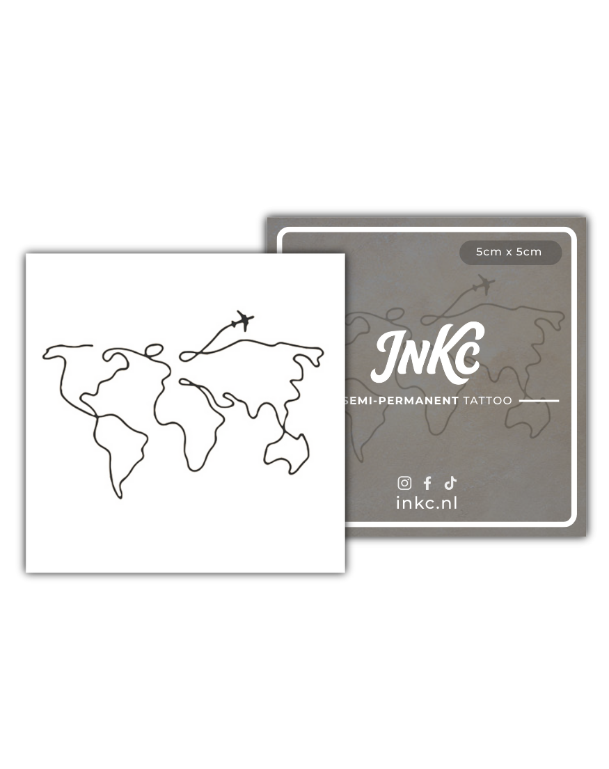 Wereldkaart tijdelijke tattoo van INKC