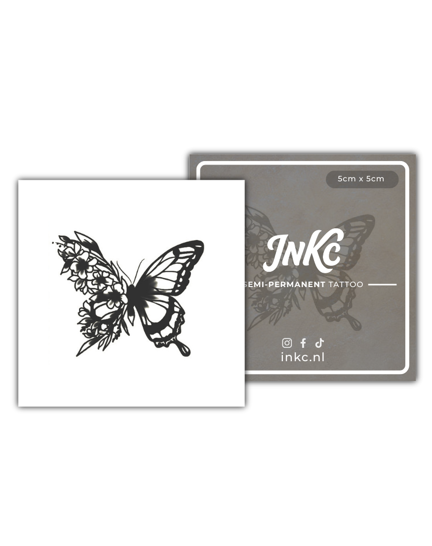 Bloemenvlinder tijdelijke tattoo van INKC