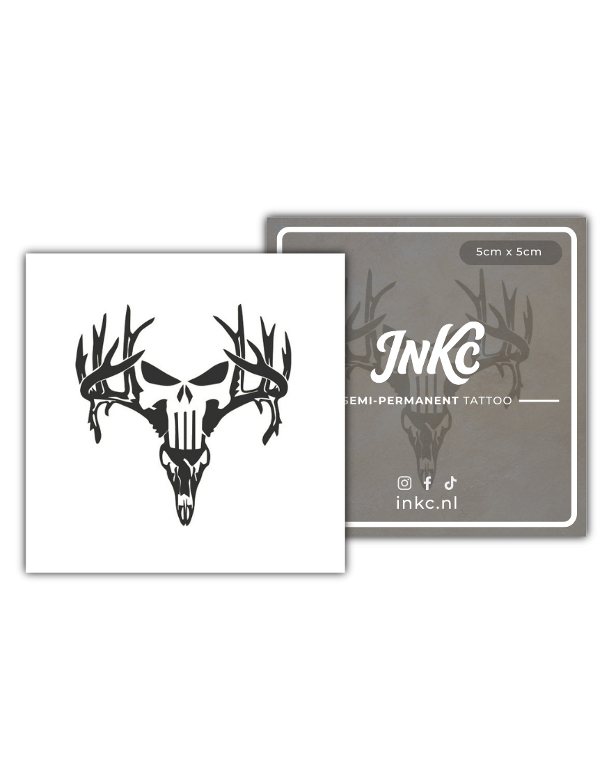 Doodshoofd tijdelijke tattoo van INKC