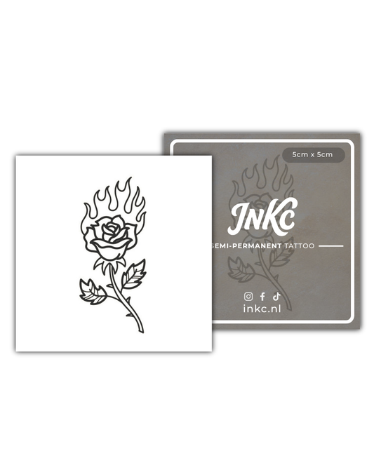 Brandende Roos tijdelijke tattoo van INKC