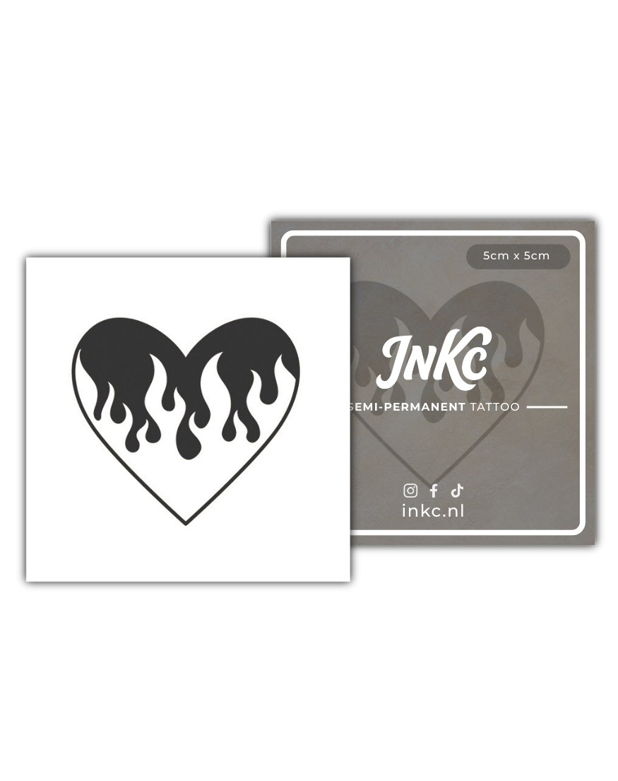 Liefdesvuur tijdelijke tattoo van INKC