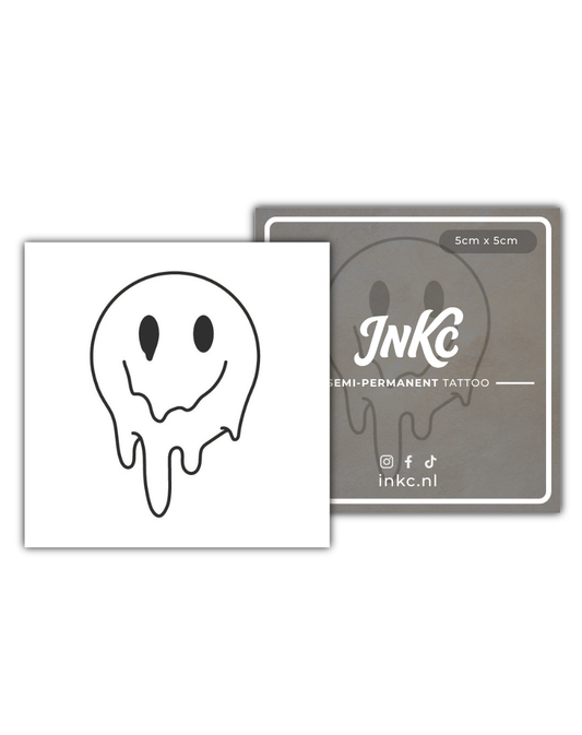 Smeltende Smiley tijdelijke tattoo van INKC