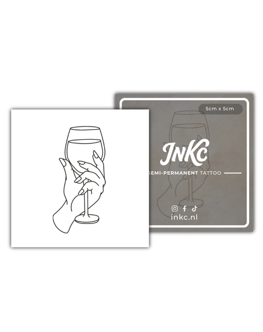 Wijnglas tijdelijke tattoo van INKC