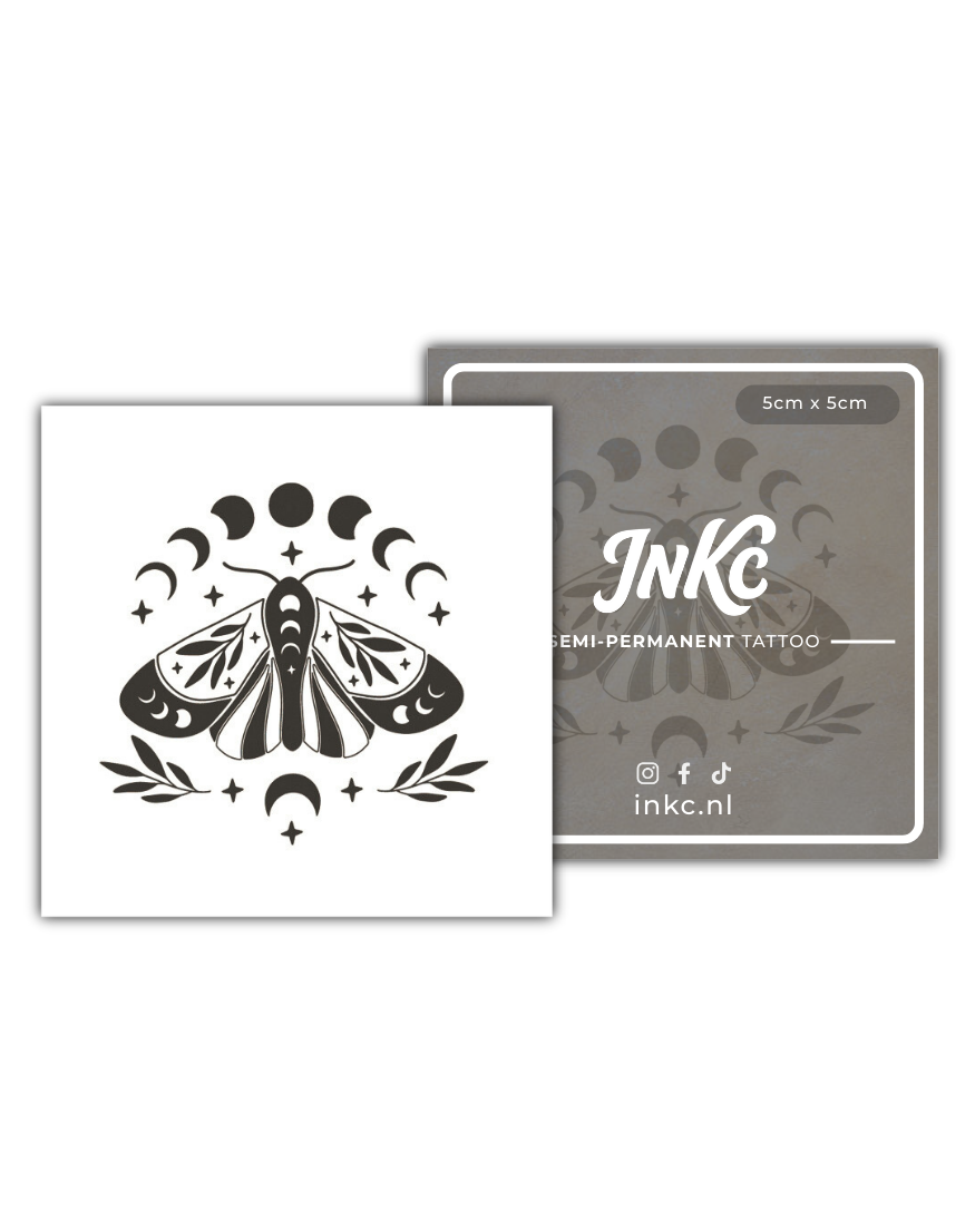 Vlinder met Maantjes tijdelijke tattoo van INKC