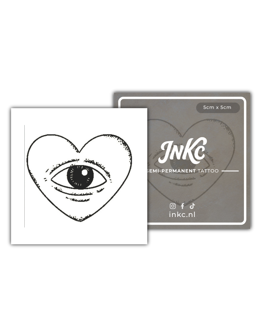 Oog in hartje tijdelijke tattoo van INKC