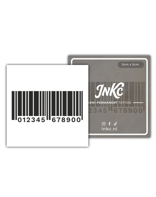 Barcode tijdelijke tattoo van INKC