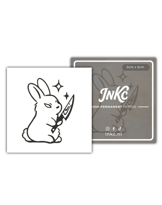 Konijn met Mes tijdelijke tattoo van INKC