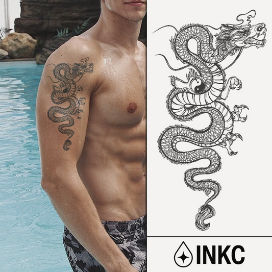 Yin Yang Draak tijdelijke tattoo van INKC