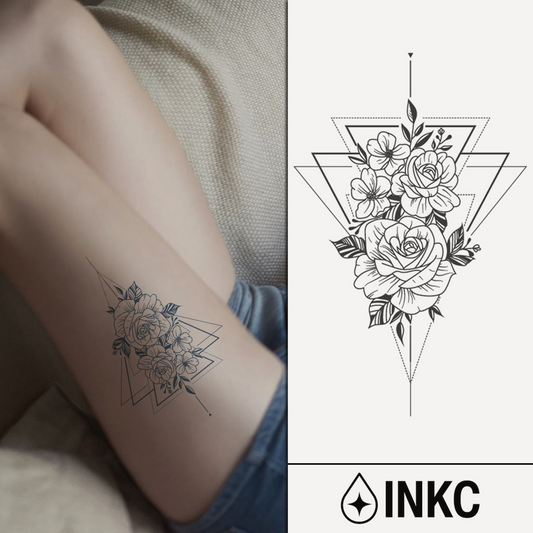 Bloemen Driehoek tijdelijke tattoo van INKC