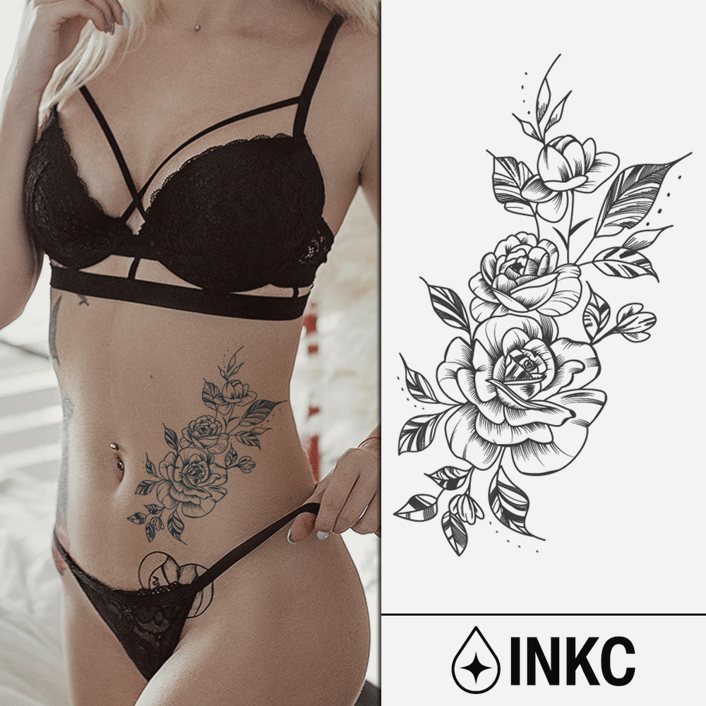 Rozen Bloemen tijdelijke tattoo van INKC