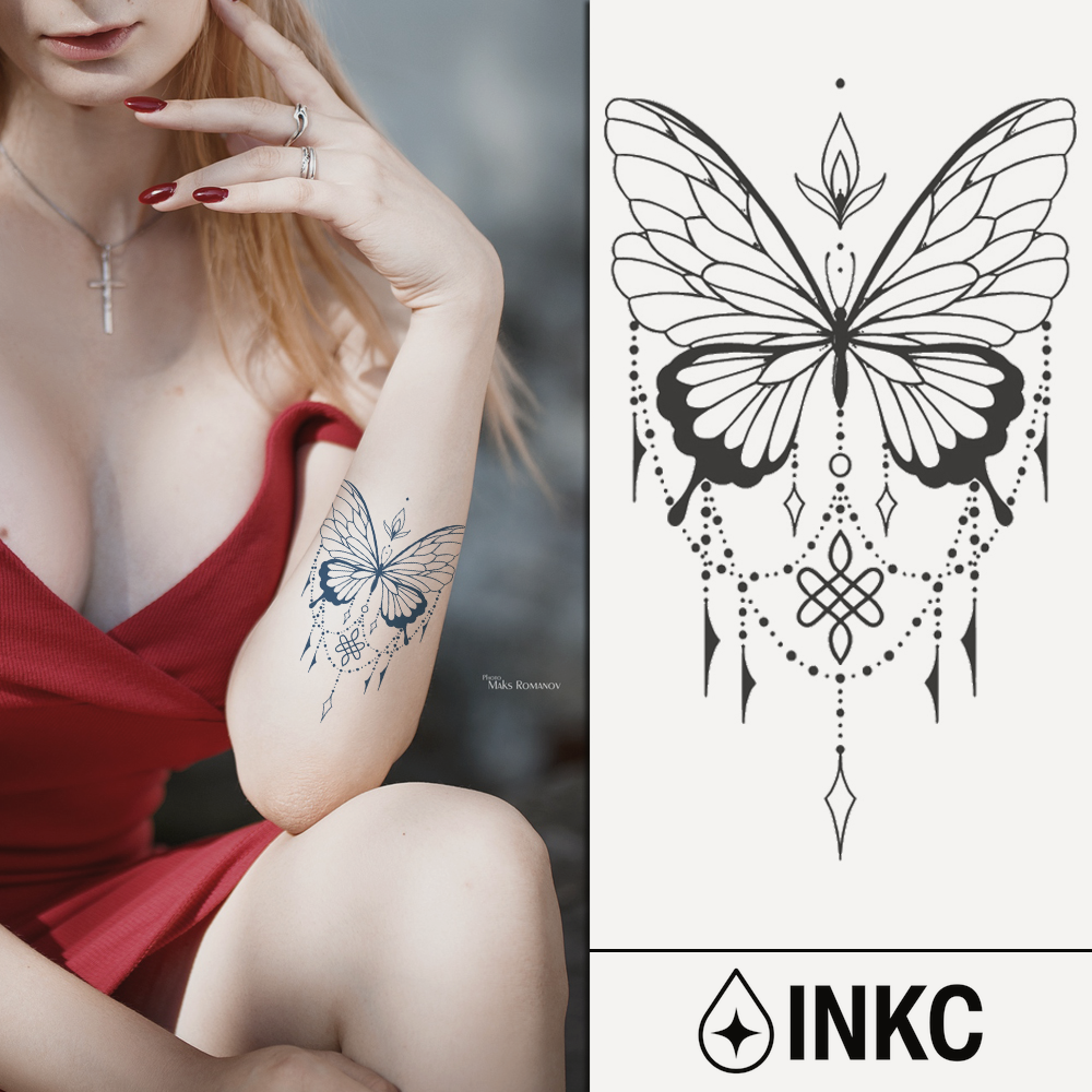 Mystieke Vlinder tijdelijke tattoo van INKC