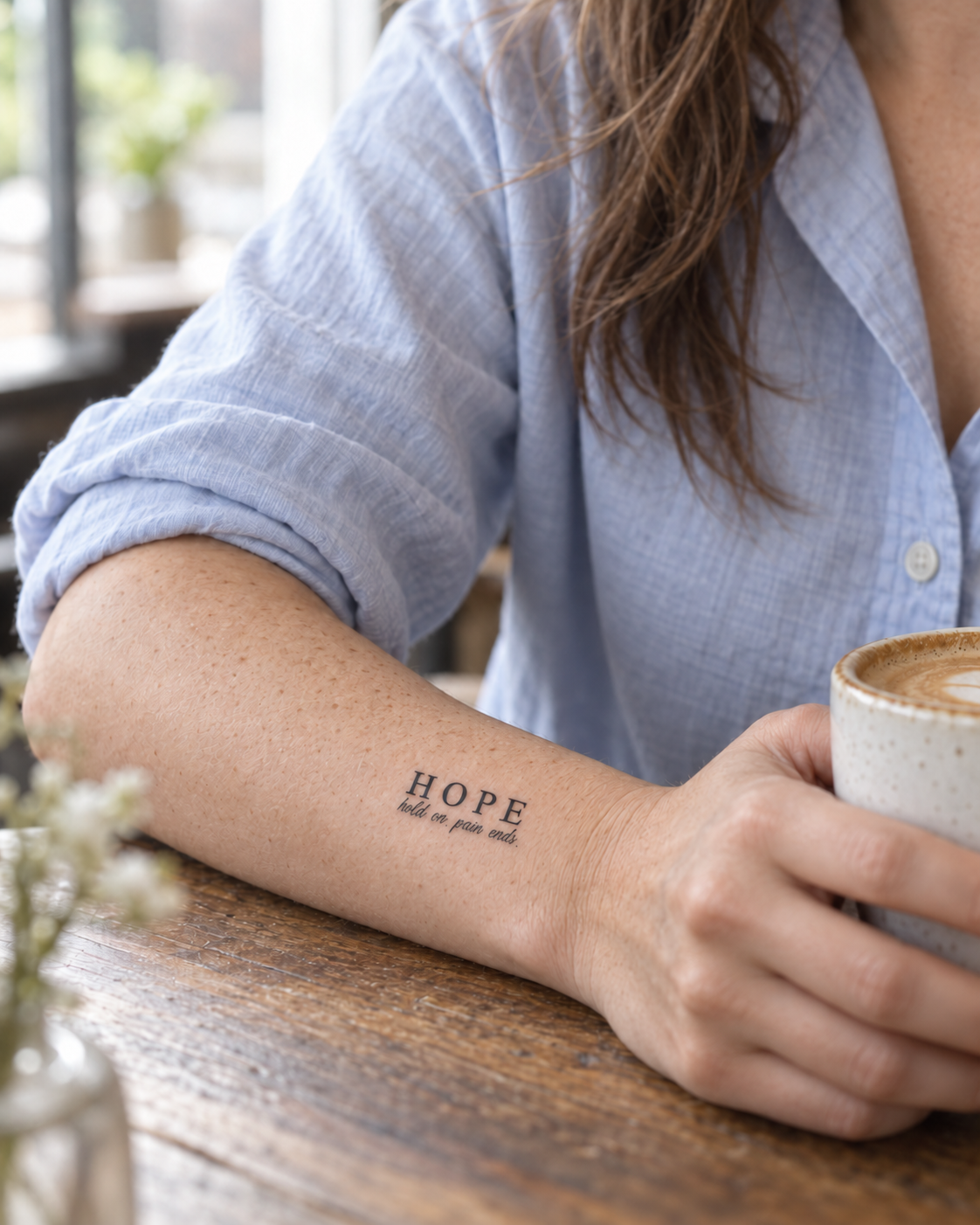 HOPE tijdelijke tattoo van INKC op de huid