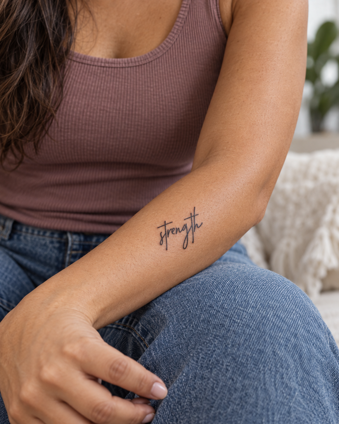Strength tijdelijke tattoo van INKC op de huid