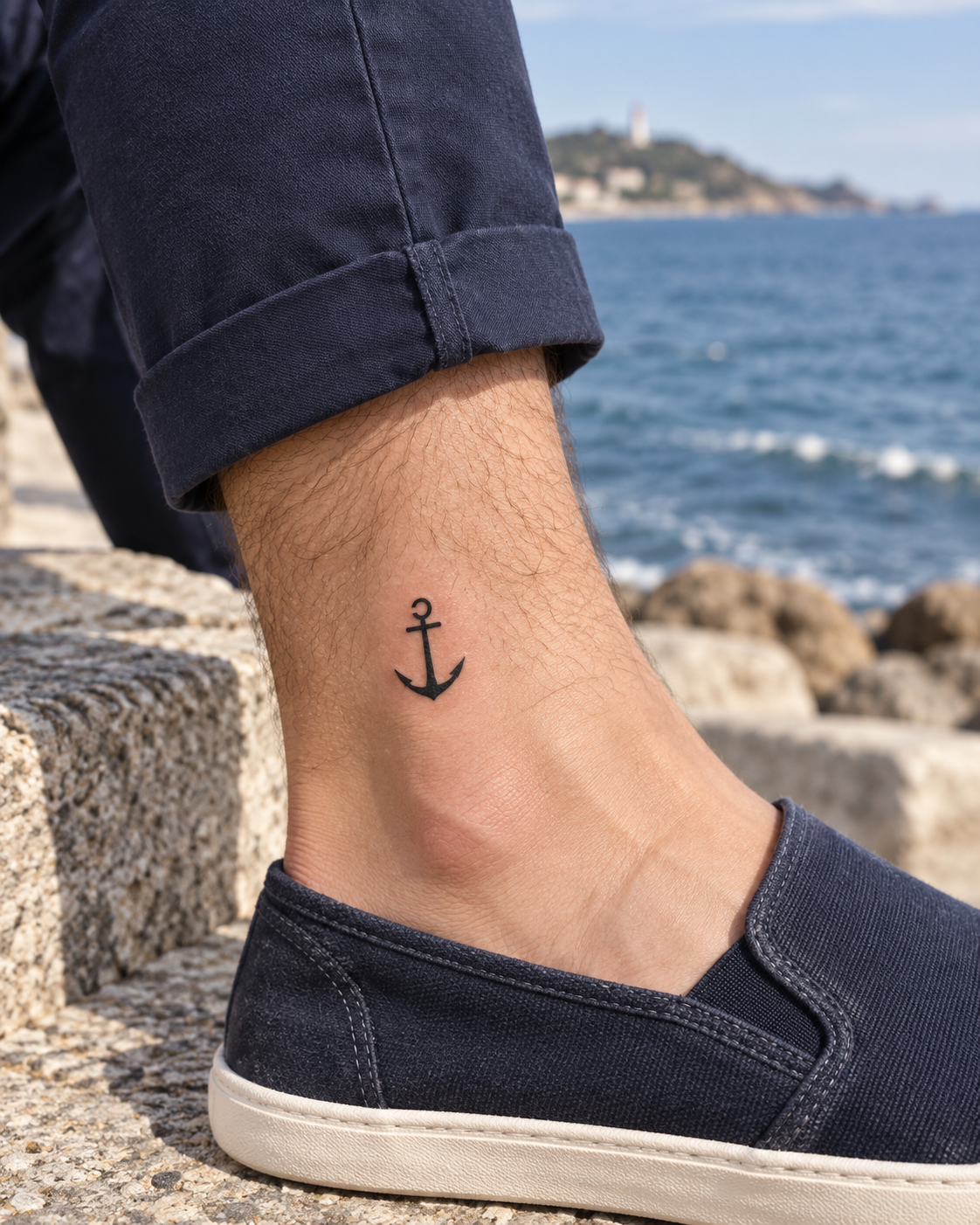 Anker tijdelijke tattoo van INKC op de huid