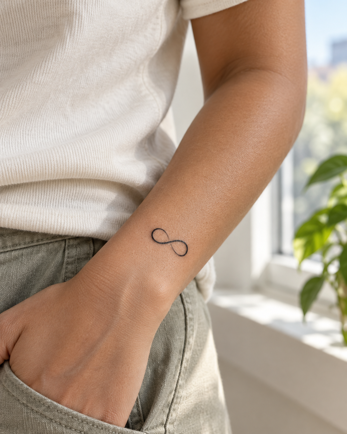 Infinity tijdelijke tattoo van INKC op de huid