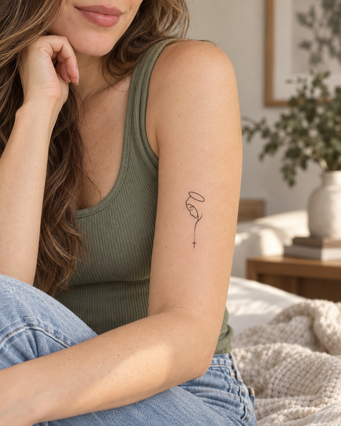Biddende Heilige tijdelijke tattoo van INKC op de huid