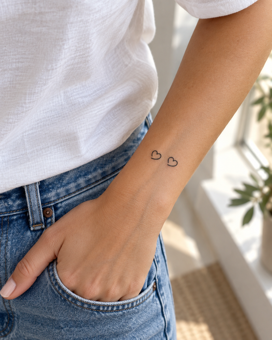 Kleine hartjes tijdelijke tattoo van INKC op de huid